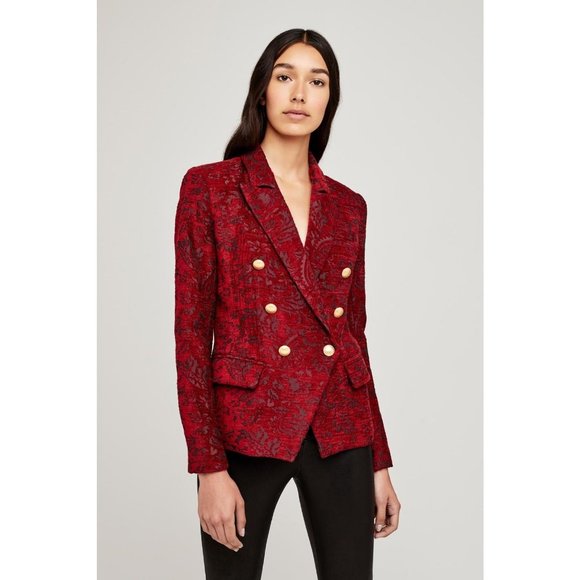 L'AGENCE Jackets & Blazers - L'AGENCE Kenzie Jacquard Floral Blazer in Red